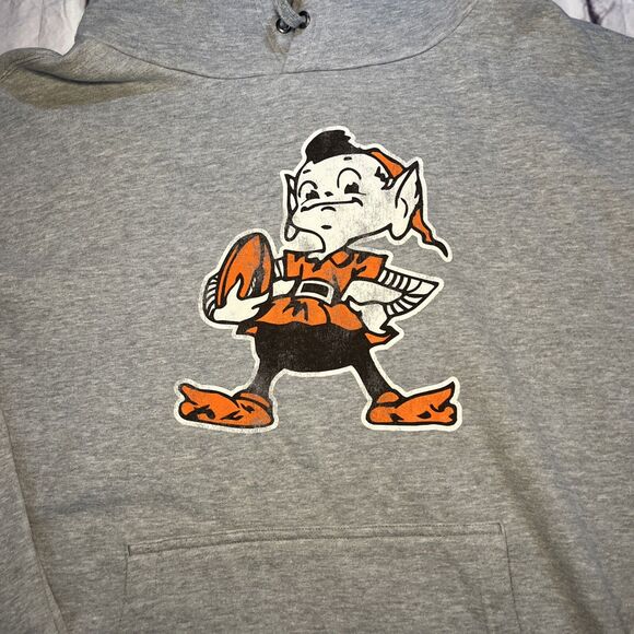 Used Cleveland Browns Brownie Elf Sweatshirt Proline Grey  Hoodie Adult Size 3XL - Picture 3 of 16